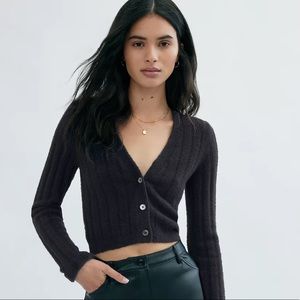Aritzia Wilfred Free Hush Knit Cardigan Black XXS